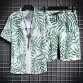 Hawaii Holiday Beachwear Men's Trendy Casual Suit Men's Short-Sleeved Shirt Shorts Loose and Handsome Wear Match Printed Shirt. 