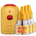 Good Knight Gold Flash Liquid Vapourizer | Mosquito Repellent Combo Pack | Machine + Pack Of 3 Refills (45Ml Each). 