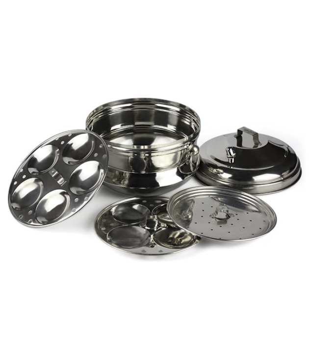 Stainless Steel Idly Panai / Idly Cooker / Idly Maker Good Quality 2 Idly Plates with Steamer