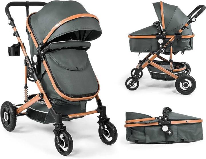 COLOR TREE 2-in-1 Baby Stroller, High View Baby Stroller, Reversible Crib Stroller for Newborn, Folding Chair with Footmuff, Cup Holder, Safety Wrist, Mesh | INeedz KUH T901A