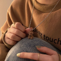 Flocking Bear Brown Teddy Bear Lady Cute Pendant Necklace Small Animal Pendant Fashion Necklaces Friendship Jewelry Accessories. 
