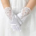 1Pair Girls Gorgeous Satin Fancy Lace Gloves for Special Occasion Dress Formal Wedding Party. 