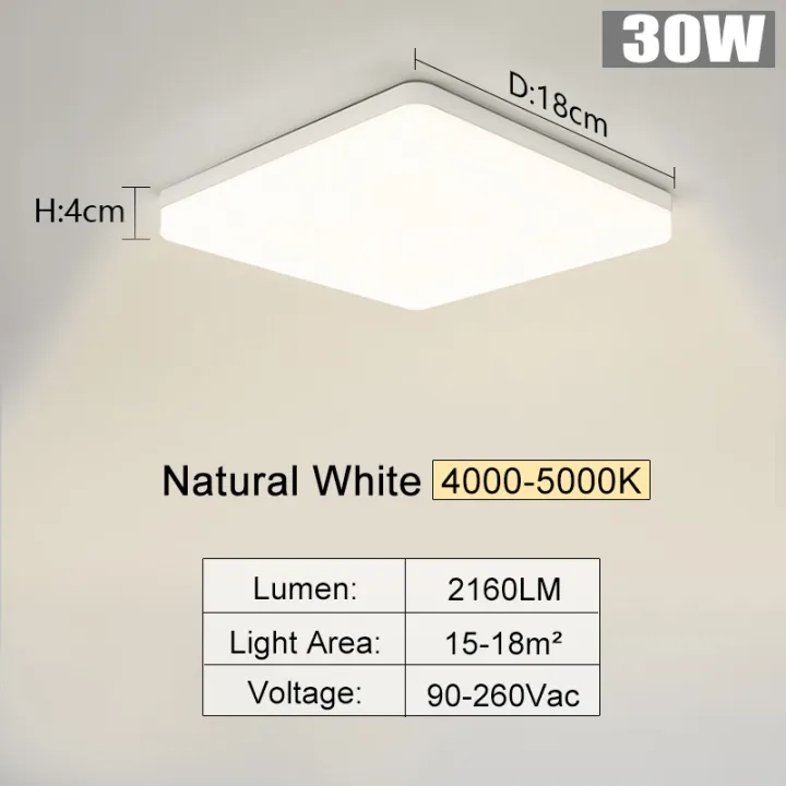 Ceiling Lamp Modern Square Ceiling Light Neutral White Warm Cold White 30W Led Panel Lights for Room