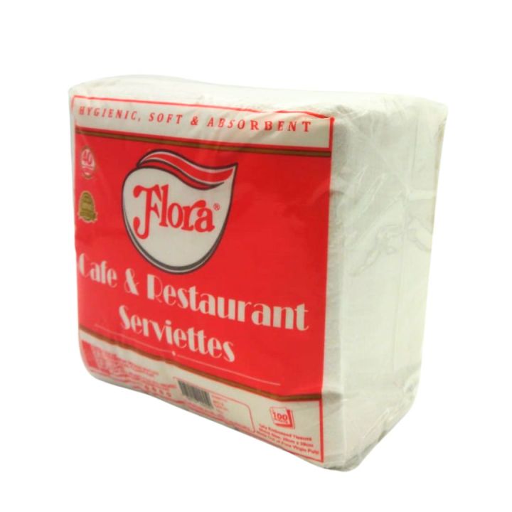 Paper Serviette 100 Sheets - Flora cafe and Restiurant 29cm x29cm ...