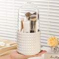 Large capacity transparent rotating pen holder Acrylic dust brush barrel with lid 360 rotating desktop cosmetic storage box. 