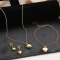 New 2023 Elegant Gold Metal Heart Jewelry Sets Earrings Necklaces. 