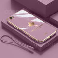 COROGI for Vivo Y66 Back Cover with Lanyard Luxury Plating Maple Leaf Stylish Fancy Case Soft Silicone Square Mobile Phone Cases Pouch for Girls Boys. 