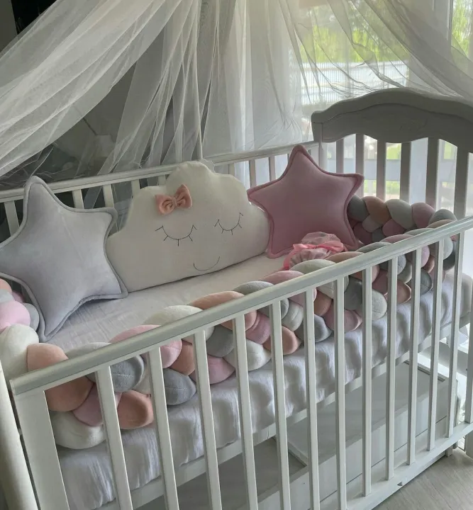 Baby%20cot%20Braided%20bumper%20,Cloud%20pillow%20with%20Bear%20Cot%20mobile%20%20Bedding%20set%20for%20a%20baby%20boy.%20-%20Image%203