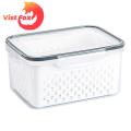 Silicone Seal Crisper Box Stackable Crisper Box with Drainage Basket for Food Storage Leakproof Stackable Container for Fruits Vegetables 850/1750/3300 Ml Sizes Available. 