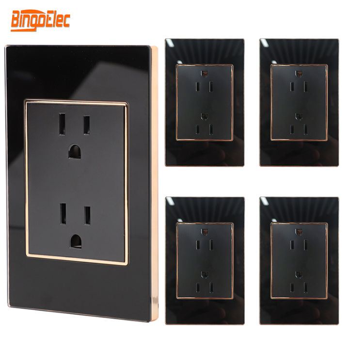 Bingoelec Dual Wall Power Socket US Duplex Socket White Black Crystal ...