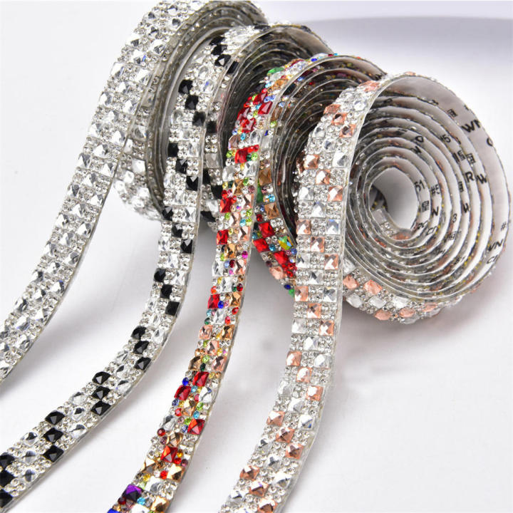 Diy Ribbon Shiny Self-Adhesive 4mm Size Decoration Triple Row Square ...