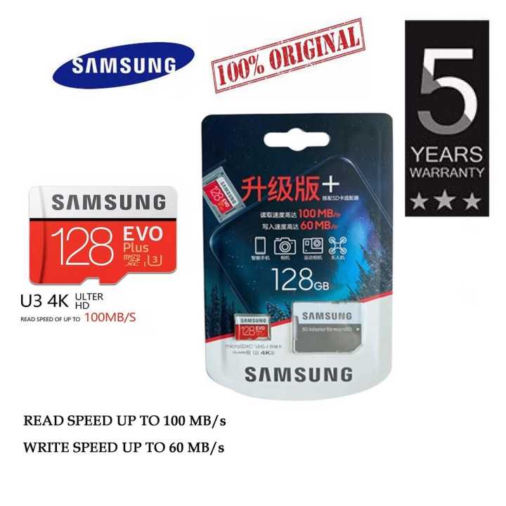 Samsung Class 10 EVO Plus Micro SDXC UHS-3 128GB Memory Card TF Card