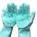 Magic Silicone Dishwashing Gloves with Soft Scrubber Reusable Heat Resistant Cleaning Gloves for Kitchen Car Bathroom and Pet Hair Removal. 