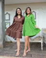 Christine Dolly Dress - Brown. 