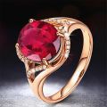 【IKE】 rose  color red crystal ruby gemstones diamonds rings for women jewelry bijoux bague wedding ring party accessory gifts. 