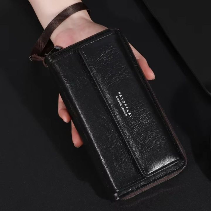 Long Men's Wallet Pu Large Capacity Business Wallet Zipper Double Layer Men Clutch Bag Handbag