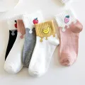 5Pairs/Lot Cow Bear Print Women Short Socks Cute Cartoon Girls Ankle Sock Spring Autumn Fashion Casual Female Sokken Korean Sox. 
