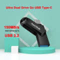 SanDisk OTG Type-C USB Flash Drive 64GB 128G 256GB Ultra Dual USB3.1 U Disk 2 IN 1 Pen Drive Stick 150MB/s for Smartphone Laptop. 