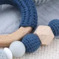 Handmade Crochet Baby Gift Set – 03 Piece | Soft Plush Toy, Teething Ring With Pacifier Clip. 