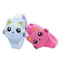 Fashion Kids Watch Cute Cat Shape LED Digital Watches for Girls Boys BPA Free Band Clamshell Design Children Wristwatch. 