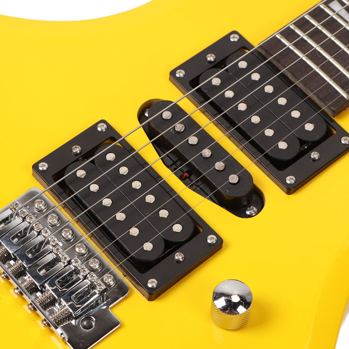 Electric Guitar Set Flame Shaped Excellent Sound Quality Yellow Guitar for Performance for Beginner