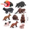 Jungle Animal Toys 10pcs Jungle Animal Model Simulation Wild Figures Toys Realistic Beaver Fox Badger Mini Figurines Cake Topper Toy Set Christmas Birthday Easter Egg Gift Party Favor for Kids Zoo. 