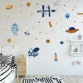 Spaceship Space Rocket Flying Saucer Alien Wall Stickers For Kids Rooms Bedroom Decorations Wallpaper Mural Art Decals Stickers. 