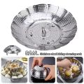 Durable Stainless Steel Folding Dish Steam Expandable Lotus Leaf Shape Steamer Plate Multi-Function Meat Steaming Tray Universal Pot Fit. 