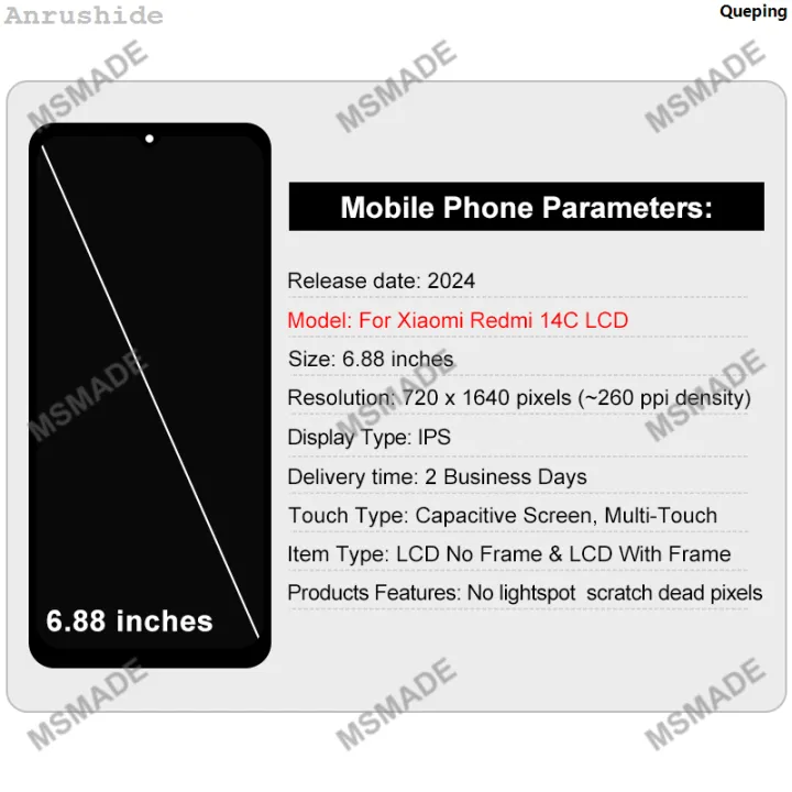 Queping2025%206.88%7C%20IPS%20CHOICE%20For%20Xiaomi%20Redmi%2014C%20LCD%20Display%20Touch%20Screen%20Original%20Digitizer%20For%20Redmi%2014C%20Display%20LCD%20Assembly%20Replacement%20Parts%20-%20Image%202
