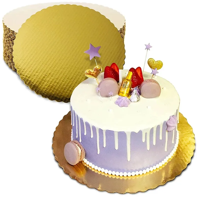 Dekora - Round Cake Base | Golden Cake Plate Made Of Cardboard Reusable - 30 Cm, Gold - View #5