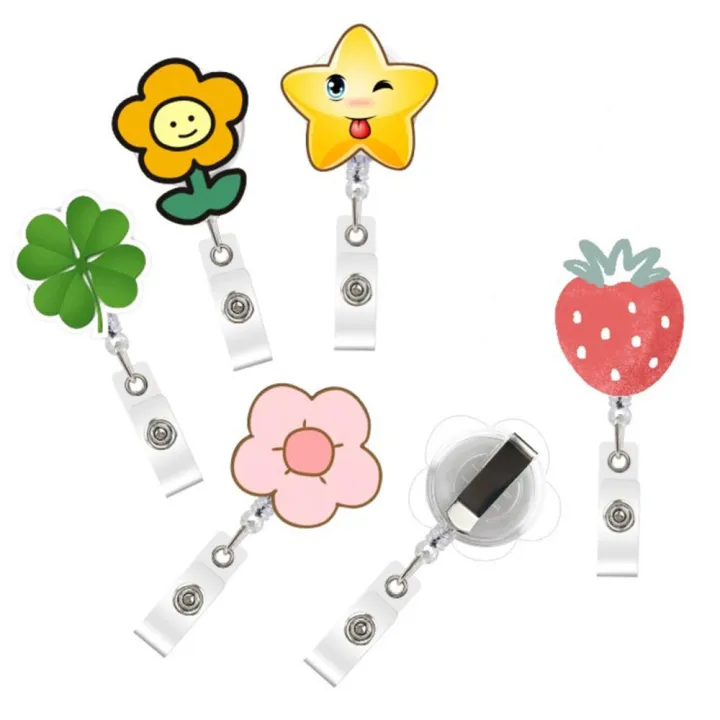 Acrylic Cartoon Easy Pull Button Badge Holder 5 Colors Employee Label ...