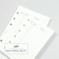 MyPretties 40 Sheets Basic List To Do Check Refills A6 A7 Filler Papers for Personal Pocket 6 Hole Binder Organizer N.1432. 