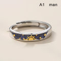 Fashion Couple Rings Sun Moon Open Adjustable Light Luxury Finger Ring For Women Jewelry Accessories Birthday Gift. 