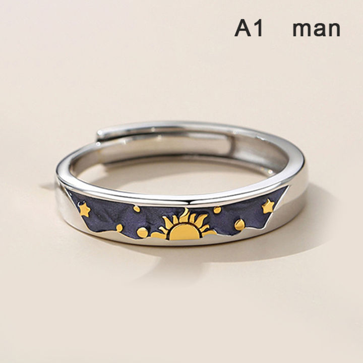 Fashion Couple Rings Sun Moon Open Adjustable Light Luxury Finger Ring For Women Jewelry Accessories Birthday Gift