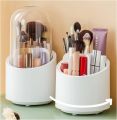 Makeup Brush Holder Organizer with Lid 360 Rotating Dustproof Makeup Brushes Container with Clear Acrylic Cover, Spinning Cosmetics Holders Storage Cup for Vanity (Round). 