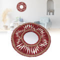 Seagrass Wall Mirror Woven Hanging Wall Mirror Decorative HD Mirror Antique Lightweight Easy To Use Round Fashionable for Bedroom. 