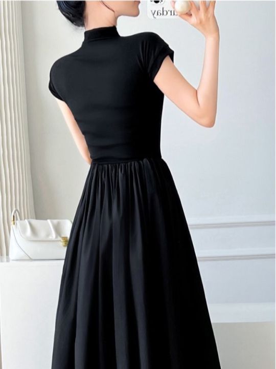 %E3%80%90ZOSR%E3%80%91Black%20Dress%20for%20Women%20Korean%20Style%20Short%20Sleeve%20Slim%20Fitting%20Retro%20Casual%20Longdress%20-%20Image%204