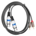 Hifi Audio Cable 2 Rca Male to Xlr 3 Pin Female Mixing Console Amplifier Dual Xlr to Dual Rca Shileded Cable 1.5M. 