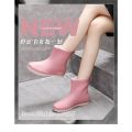Rain Boots Women's Fashionable Outer Wear Fleece-Lined Waterproof Mid-Calf Rain Boots Non-Slip Wear-Resistant Cotton-Padded Detachable Silicon Shoes. 