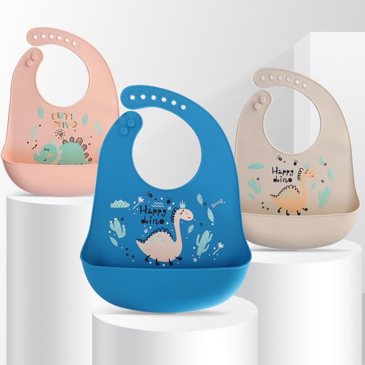 【HOT】 Waterproof Baby Bibs Baby Stuff Cute Cartoon Dinosaur