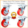 Heavy Duty PVC Caster Wheel 2 x Brake Wheel & 2 x Swivel Wheel (1.5 Inch 4xPcs). 