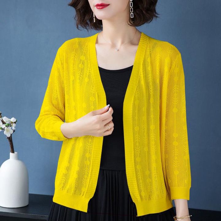 New%20Summer%20Ice%20Silk%20Sweater%20Women's%20Cardigan%20Outer%20Wear2023Loose%20Shawl%20Coat%20Thin%20Office%20Cardigan%20Sun%20Protection%20Clothing%20-%20Image%202
