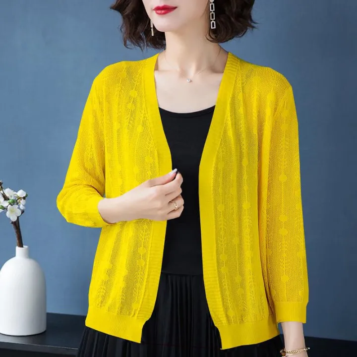 New%20Summer%20Ice%20Silk%20Sweater%20Women's%20Cardigan%20Outer%20Wear%202024%20Loose%20Shawl%20Coat%20Thin%20Office%20Cardigan%20Sun%20Protection%20Clothing%20-%20Image%206