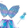 Girls Fairy Costume Set Fairy Princess Costume Kids Elf Cosplay Butterfly Wing Skirt Dress up. 
