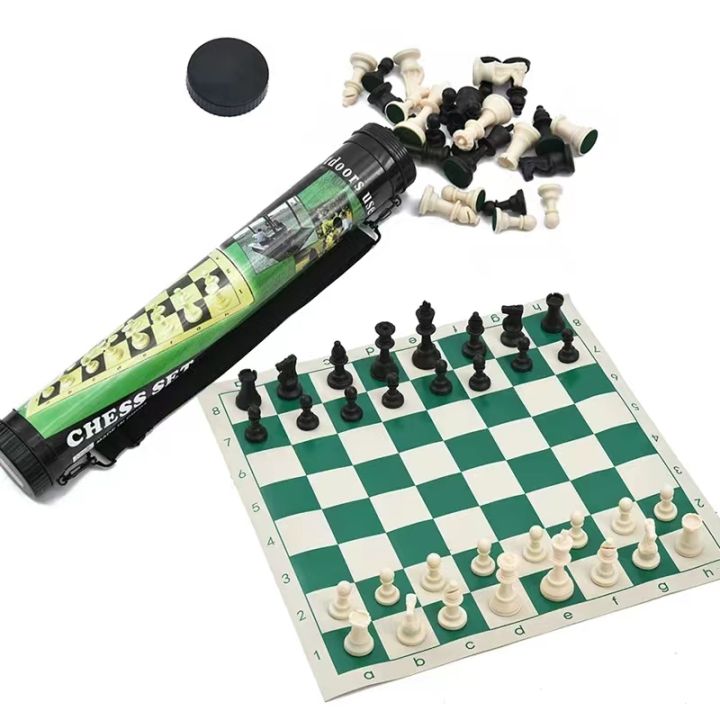 Chess Game Set Portable Outdoor Chess Game Shoulder Straps Travel Plastic Chess Set