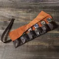 【Miga Plaza】Leather Watch Box Organizer for Men Travel Storage Bag Luxury Retro Oil Wax Skin Roll Up Package Case for Watch Portable Display. 