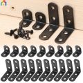 10Pcs/10Sets Black Silver L-shaped Right Angle Support Corner Brackets Heavy Duty Connection Metal Partition Bracket Wardrobe Fixed Tool. 