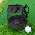 Durable Black Golf Ball Pouch Bag Hanging Plastic Clip Drawstring Storage Golf Balls Storage Bag Net Fabric Golf Pouch Mesh Ball Bag Golf Accessories. 