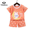 Yfashion Kids T-shirt Set Cartoon Printing Short Sleeve Cotton Tops Shorts Suit For 1-4 Years Old Boys Cotton Girls. 