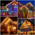 Auoyo Light Strip Christmas Lights Icicle Lighting 4M Curtain String Lights Waterproof Socket Party Garden Eaves Outdoor Decoration For Wedding Party Home Garden Street. 